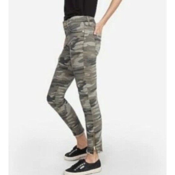 Express, Women's Stretch Ankle Zip Leggings Mid-Rise Size 8 Camou Pants - Picture 11 of 14